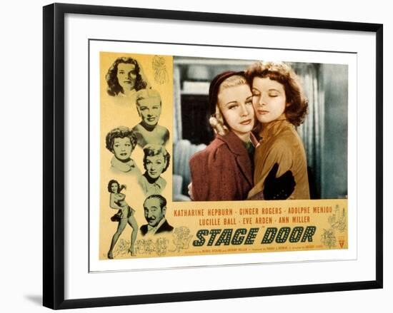 Stage Door, Ginger Rogers, Katharine Hepburn, 1937-null-Framed Photo