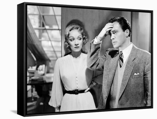 STAGE FRIGHT, 1950 directed by ALFRED HITCHCOCK Marlene Dietrich / Richard Todd (b/w photo)-null-Framed Stretched Canvas