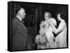 STAGE FRIGHT, 1950 directed by ALFRED HITCHCOCK On the set, Alfred Hitchcock, Marlene Dietrich and -null-Framed Stretched Canvas