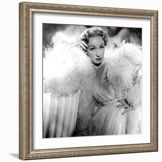 Stage Fright, Marlene Dietrich (Wearing a Christian Dior Design), 1950-null-Framed Photo