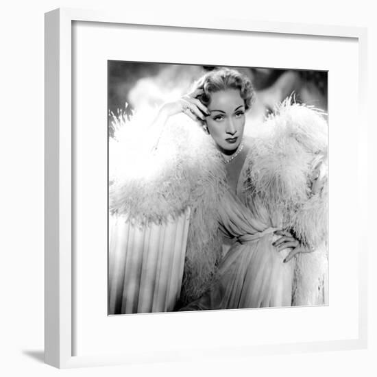 Stage Fright, Marlene Dietrich (Wearing a Christian Dior Design), 1950-null-Framed Photo