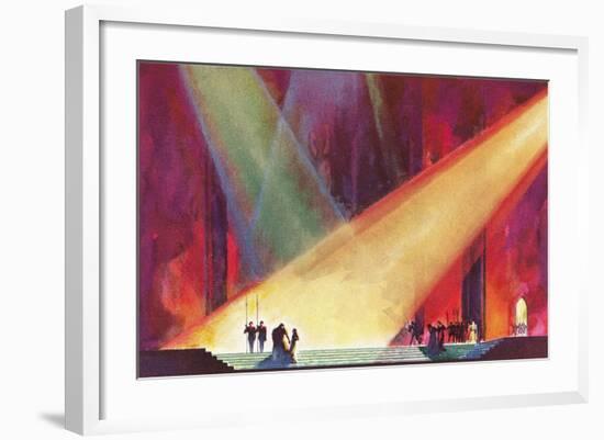 Stage Production with Spotlights-null-Framed Art Print