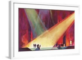 Stage Production with Spotlights-null-Framed Art Print