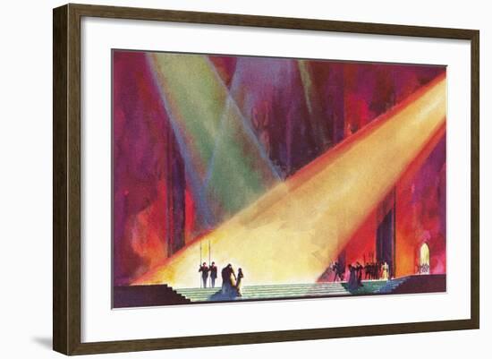 Stage Production with Spotlights-null-Framed Art Print