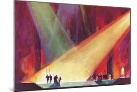 Stage Production with Spotlights-null-Mounted Art Print