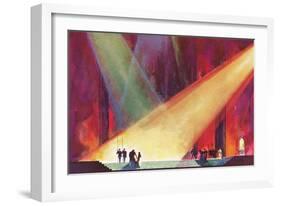 Stage Production with Spotlights-null-Framed Art Print