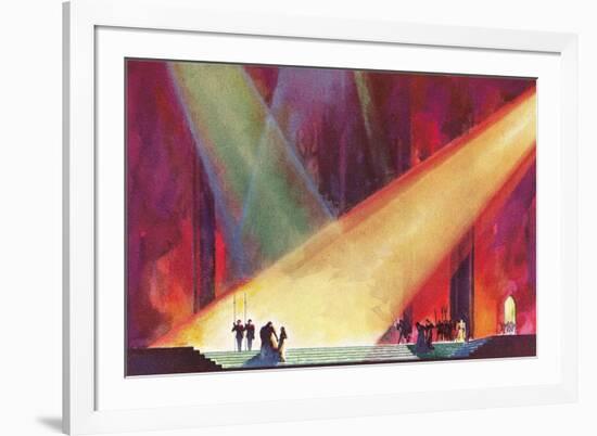 Stage Production with Spotlights-null-Framed Art Print