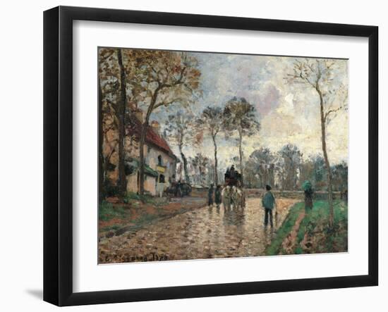 Stagecoach at Louveciennes-Camille Pissarro-Framed Art Print