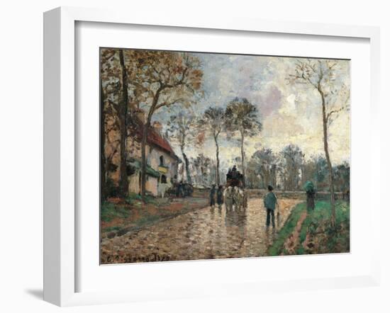 Stagecoach at Louveciennes-Camille Pissarro-Framed Art Print