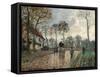 Stagecoach at Louveciennes-Camille Pissarro-Framed Stretched Canvas