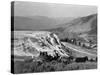 Stagecoach at Mammoth Hot Springs-null-Stretched Canvas