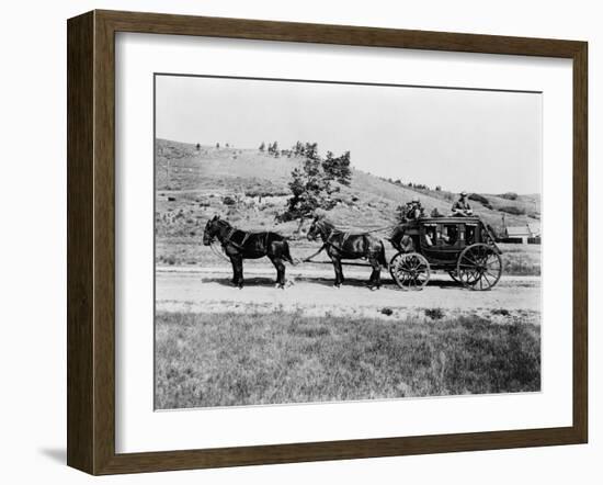 Stagecoach at Yellowstone National Park Photograph - Yellowstone, WY-Lantern Press-Framed Art Print