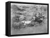 Stagecoach Carrying Men, Women & Children Photograph - Hot Springs, SD-Lantern Press-Framed Stretched Canvas