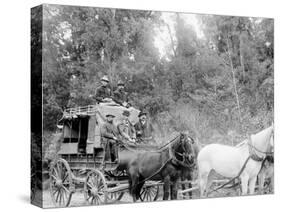 Stagecoach, Possibly Adirondack Mountains, N.Y., or White Mountains, N.H.-null-Stretched Canvas