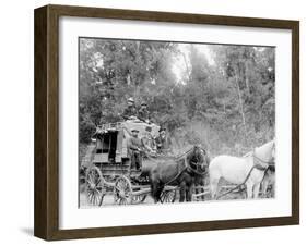 Stagecoach, Possibly Adirondack Mountains, N.Y., or White Mountains, N.H.-null-Framed Photo