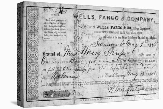 Stagecoach Ticket, 1868-null-Stretched Canvas