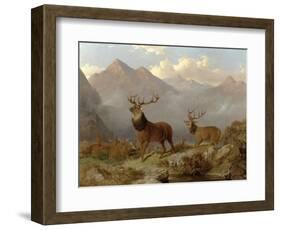 Stags and Hinds in a Highland Landscape, 1864-John Frederick Herring II-Framed Giclee Print