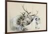 Stags' Heads and Dog, 1857 (Pencil on Paper)-Edwin Henry Landseer-Framed Giclee Print