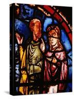 Stained Glass, 13th circa Noah and His Wife Boarding the Ark from the Noah Window-null-Stretched Canvas