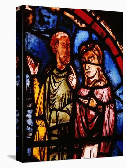 Stained Glass, 13th circa Noah and His Wife Boarding the Ark from the Noah Window-null-Stretched Canvas