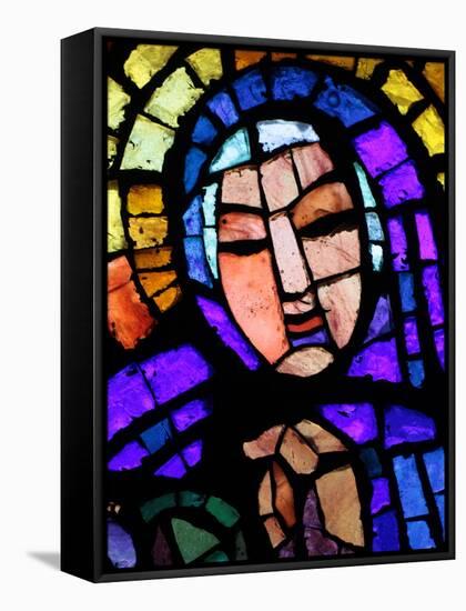 Stained Glass by Alexandre Cingria of the Virgin Mary, Notre-Dame Des Alpes Church, Le Fayet, Haute-Godong-Framed Stretched Canvas