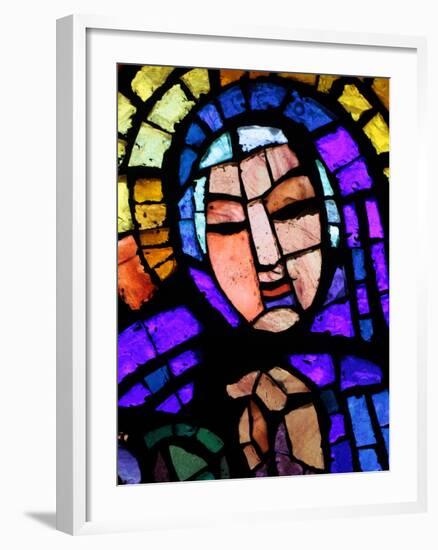 Stained Glass by Alexandre Cingria of the Virgin Mary, Notre-Dame Des Alpes Church, Le Fayet, Haute-Godong-Framed Photographic Print