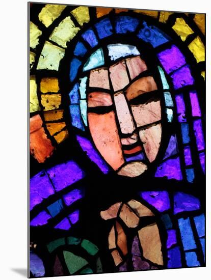 Stained Glass by Alexandre Cingria of the Virgin Mary, Notre-Dame Des Alpes Church, Le Fayet, Haute-Godong-Mounted Photographic Print