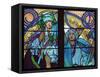 Stained Glass by Mucha, St. Vitus Cathedral, Prague, Czech Republic-Upperhall-Framed Stretched Canvas