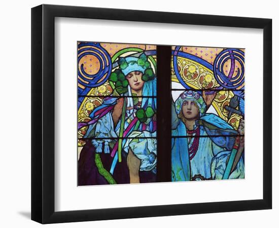 Stained Glass by Mucha, St. Vitus Cathedral, Prague, Czech Republic-Upperhall-Framed Photographic Print