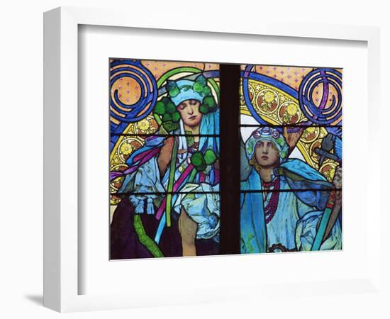 Stained Glass by Mucha, St. Vitus Cathedral, Prague, Czech Republic-Upperhall-Framed Photographic Print