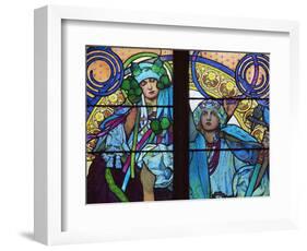 Stained Glass by Mucha, St. Vitus Cathedral, Prague, Czech Republic-Upperhall-Framed Photographic Print