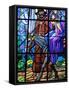 Stained Glass by Raphael Lardeur of the Flight into Egypt, St. Joseph De Chedde Church, Haute-Savoi-Godong-Framed Stretched Canvas