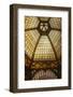 Stained glass ceiling inside Ferenciek Tere. Budapest, Capital of Hungary-Tom Haseltine-Framed Photographic Print