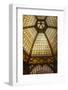 Stained glass ceiling inside Ferenciek Tere. Budapest, Capital of Hungary-Tom Haseltine-Framed Photographic Print