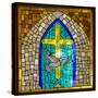 Stained Glass Cross V-Kathy Mahan-Stretched Canvas