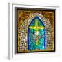 Stained Glass Cross V-Kathy Mahan-Framed Photographic Print