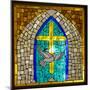 Stained Glass Cross V-Kathy Mahan-Mounted Photographic Print