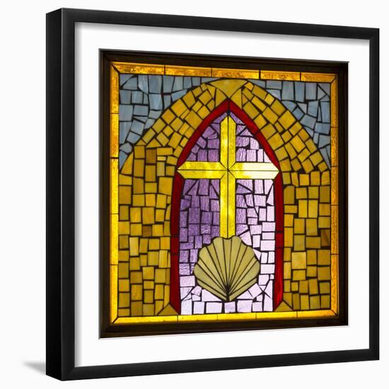 Stained Glass Cross VI-Kathy Mahan-Framed Photographic Print