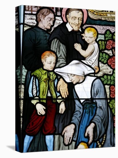 Stained Glass Depicting St. Vincent De Paul, Founder of the Daughters of Charity Congregation-Godong-Stretched Canvas