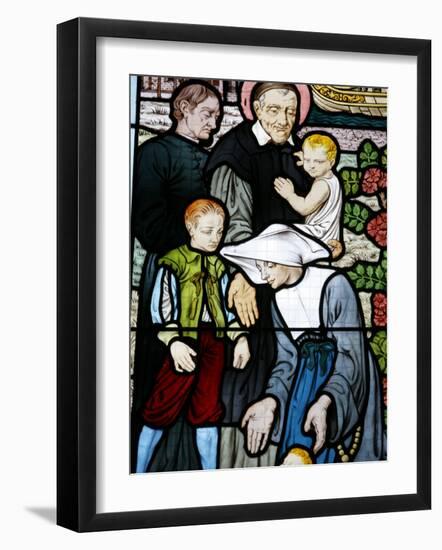 Stained Glass Depicting St. Vincent De Paul, Founder of the Daughters of Charity Congregation-Godong-Framed Photographic Print