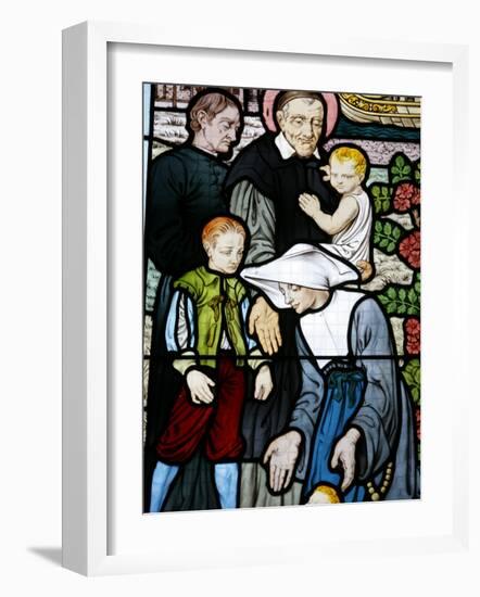 Stained Glass Depicting St. Vincent De Paul, Founder of the Daughters of Charity Congregation-Godong-Framed Photographic Print