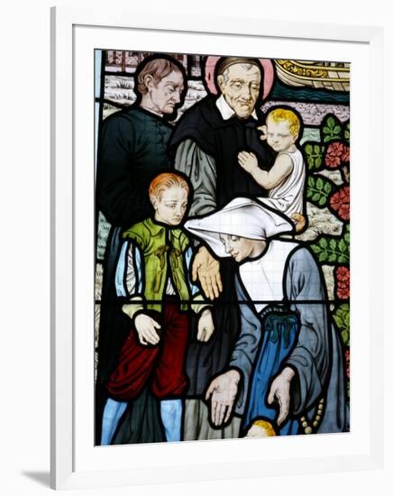 Stained Glass Depicting St. Vincent De Paul, Founder of the Daughters of Charity Congregation-Godong-Framed Photographic Print