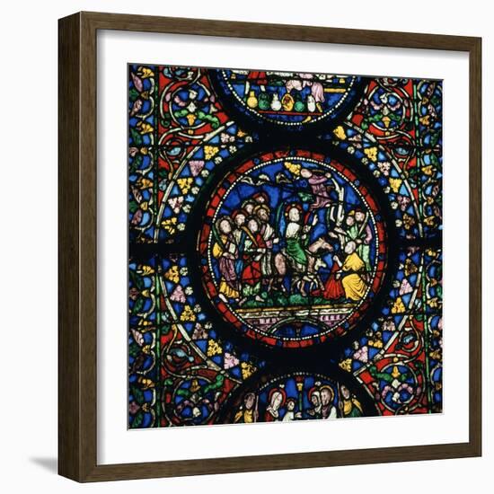 Stained Glass Depiction of Christs Entry to Jerusalem, 12th Century-CM Dixon-Framed Photographic Print