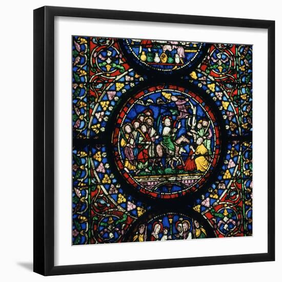 Stained Glass Depiction of Christs Entry to Jerusalem, 12th Century-CM Dixon-Framed Photographic Print