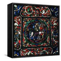 Stained Glass Depiction of the Holy Family Fleeing to Egypt, 12th Century-CM Dixon-Framed Stretched Canvas