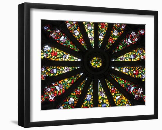 Stained Glass Detail National Basilica, Quito, Ecuador-Brent Bergherm-Framed Premium Photographic Print