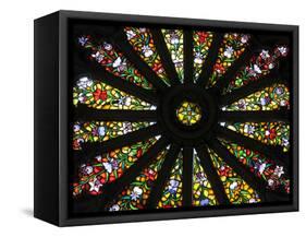 Stained Glass Detail National Basilica, Quito, Ecuador-Brent Bergherm-Framed Stretched Canvas