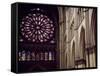 Stained-Glass from Rose Window of North Facade and Pillars of Nave of Cathedral of Notre-Dame-null-Framed Stretched Canvas
