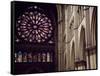 Stained-Glass from Rose Window of North Facade and Pillars of Nave of Cathedral of Notre-Dame-null-Framed Stretched Canvas