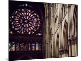 Stained-Glass from Rose Window of North Facade and Pillars of Nave of Cathedral of Notre-Dame-null-Mounted Giclee Print